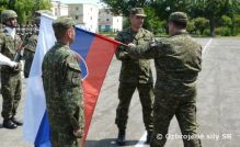 Slvnostn ceremonil odovzdvania funkcie velitea 21. zmieanho mechanizovanho prporu Trebiov